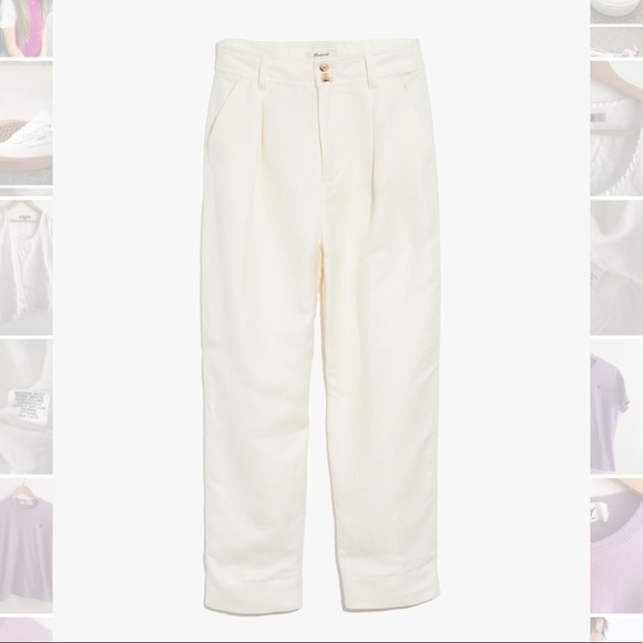 Madewell Pants - Madewell Linen-Blend Pleated Taper Wide-Leg Pants - 0